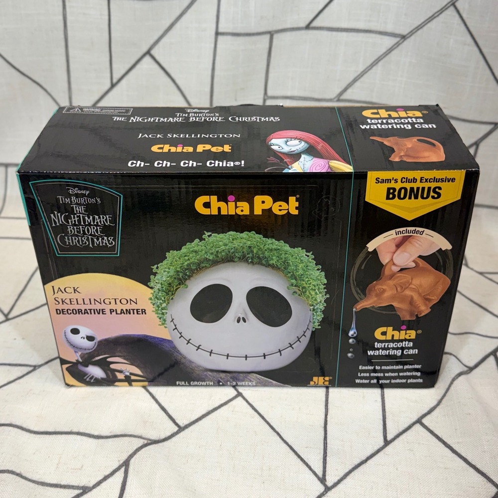 Chia Pet‎ Jack Skellington Plante White Nightmare Before Christmas Bonus Can